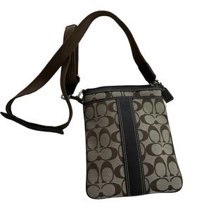 Coach Womens Brown Signature Swingpack Crossbody Bag